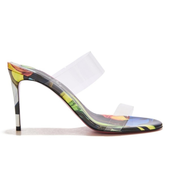 $945 Christian Louboutin JUST NOTHING 85 PVC/Leather Sandal Heels US 8.5 & US 9 - Picture 2 of 14